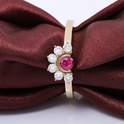 Provence fashions Wedding Ring 10K Solid Gold Ruby Lab Gemstones Vintage Engagement ring Anniversaries Gift Personalized Custom