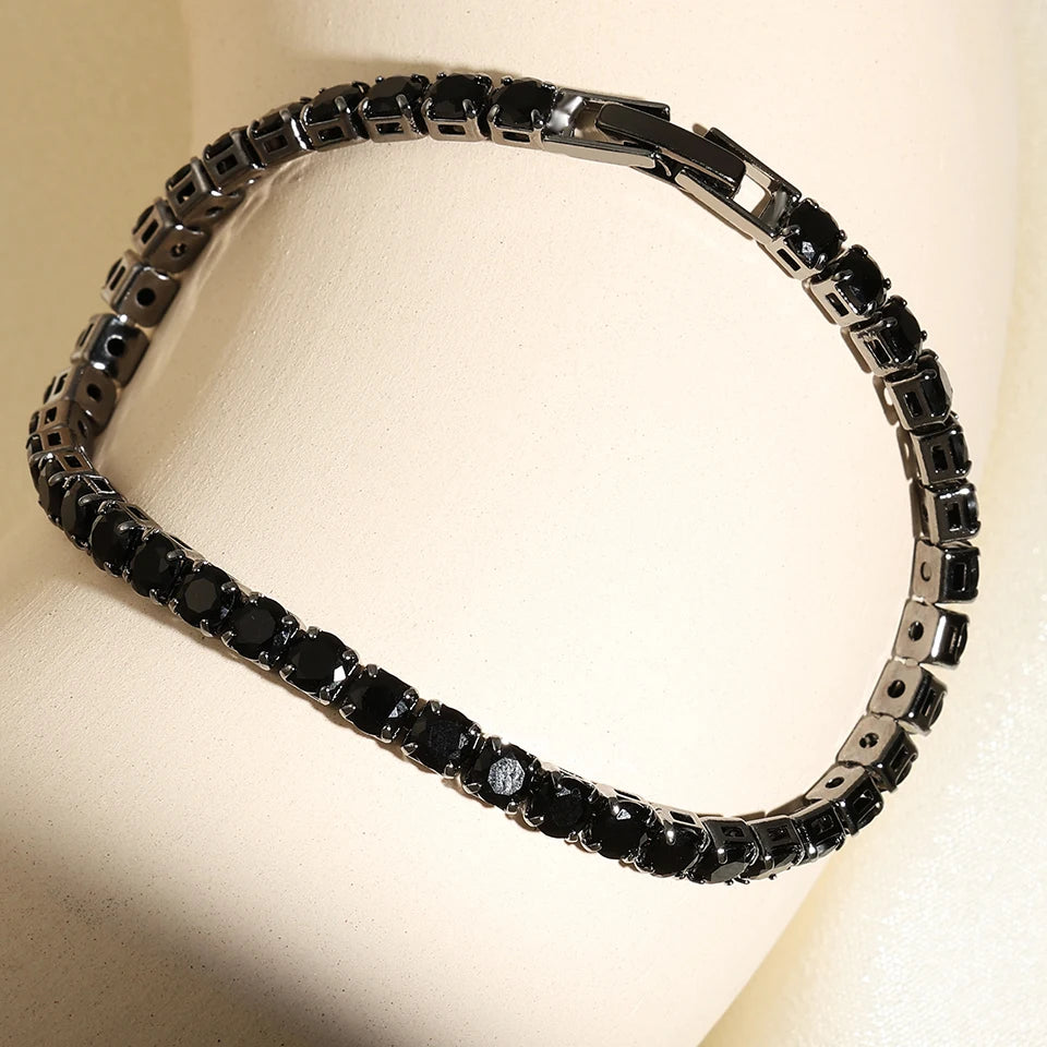 Exquisite Shiny Pink Black Zircon Decor Bracelets For Women