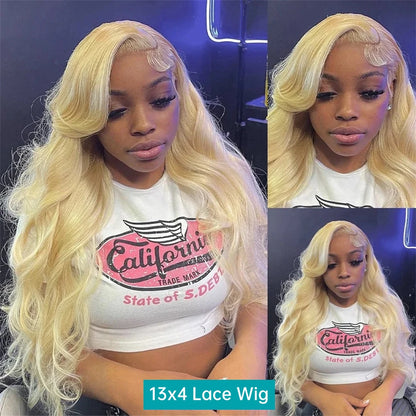 613 13x6 Lace Front Wig Human Hair Body Wave Blonde Lace
