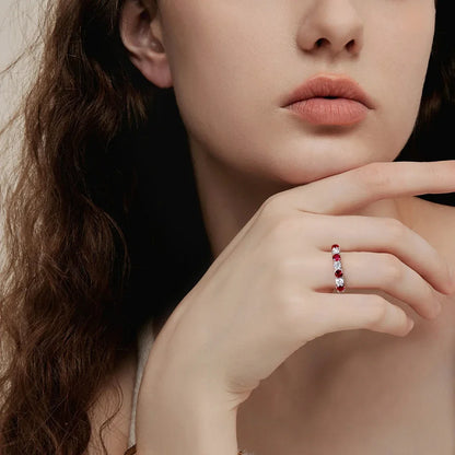 Pretty Beauty Sapphire/Emerald/Ruby Wedding Band Half Halo Gemstone Moissanite Ring for Women S925 Sterling Silver Fine Jewelry