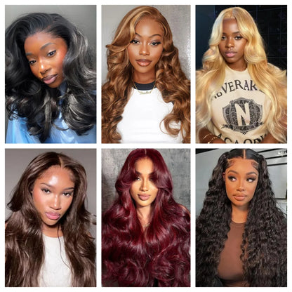 13x4 13x6 HD Transparent Body Wave Lace Front Wig Pre Plucked Brazilian Human Hair Wigs For Women 200 Density Natural Black