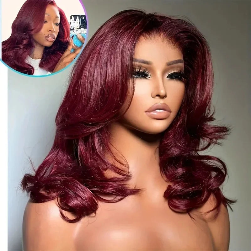 99j Burgundy Lace Front Wigs Human Hair Red Burgundy Wig 220%