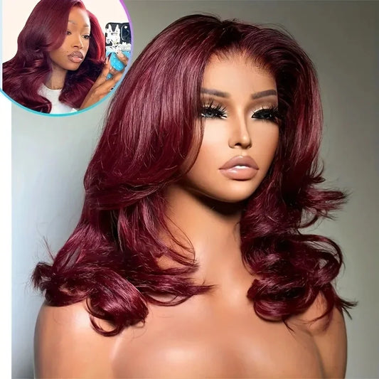 99j Burgundy Lace Front Wigs Human Hair Red Burgundy Wig 220%