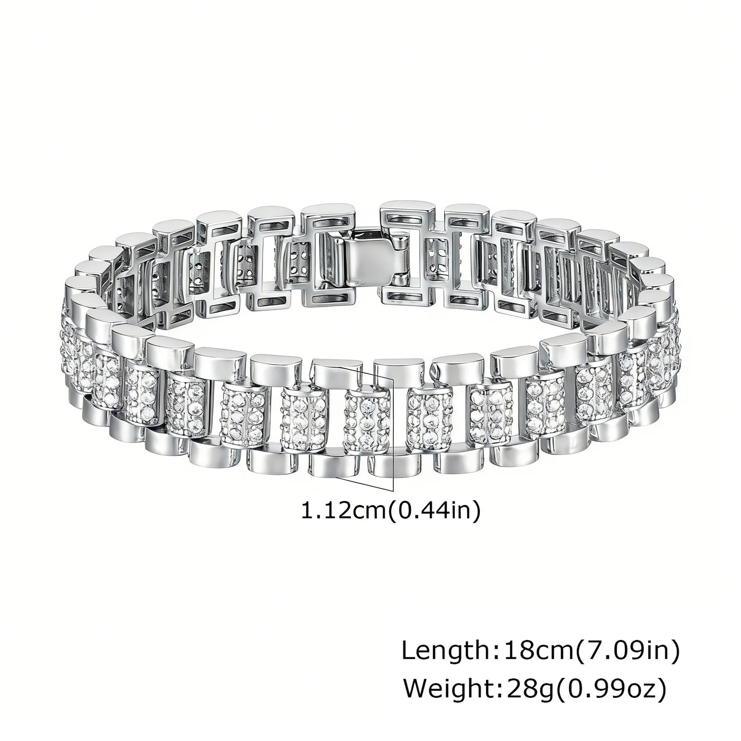 Paperclip Chain Bracelet 14K Gold Plated Cubic Zirconia Watch
