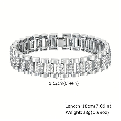 Paperclip Chain Bracelet 14K Gold Plated Cubic Zirconia Watch