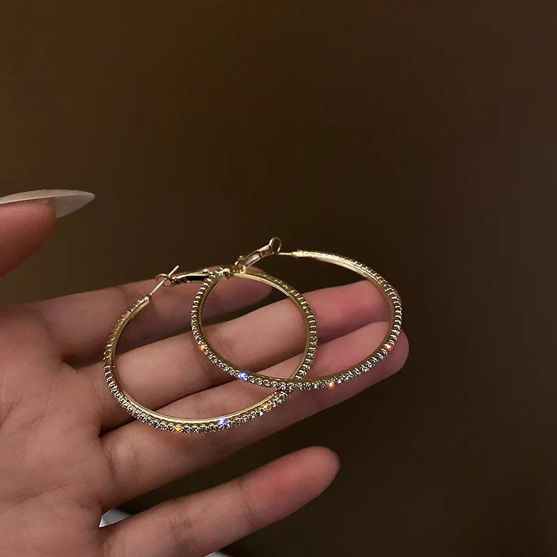 Shiny Big Circel Cross Hoop Earrings for Women Exquisite