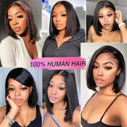 Wear and Go Glueless Wig Bob Human Hair Straight Short Bob Wig