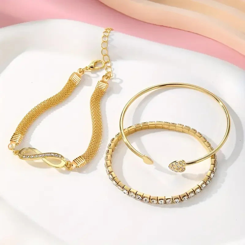 Vintage Crystal Rhinestone Heart Bracelets for Women Fashion