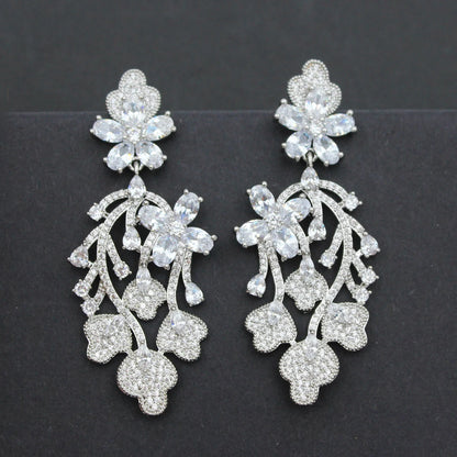 Luxury Evening Party Earrings for Women 2023 Trendy Shiny Flower Plant Dangle Earrings Purple Golden Jewelry Gift Wife