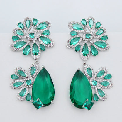 Luxury Evening Party Earrings for Women 2023 Trendy Shiny Flower Plant Dangle Earrings Purple Golden Jewelry Gift Wife