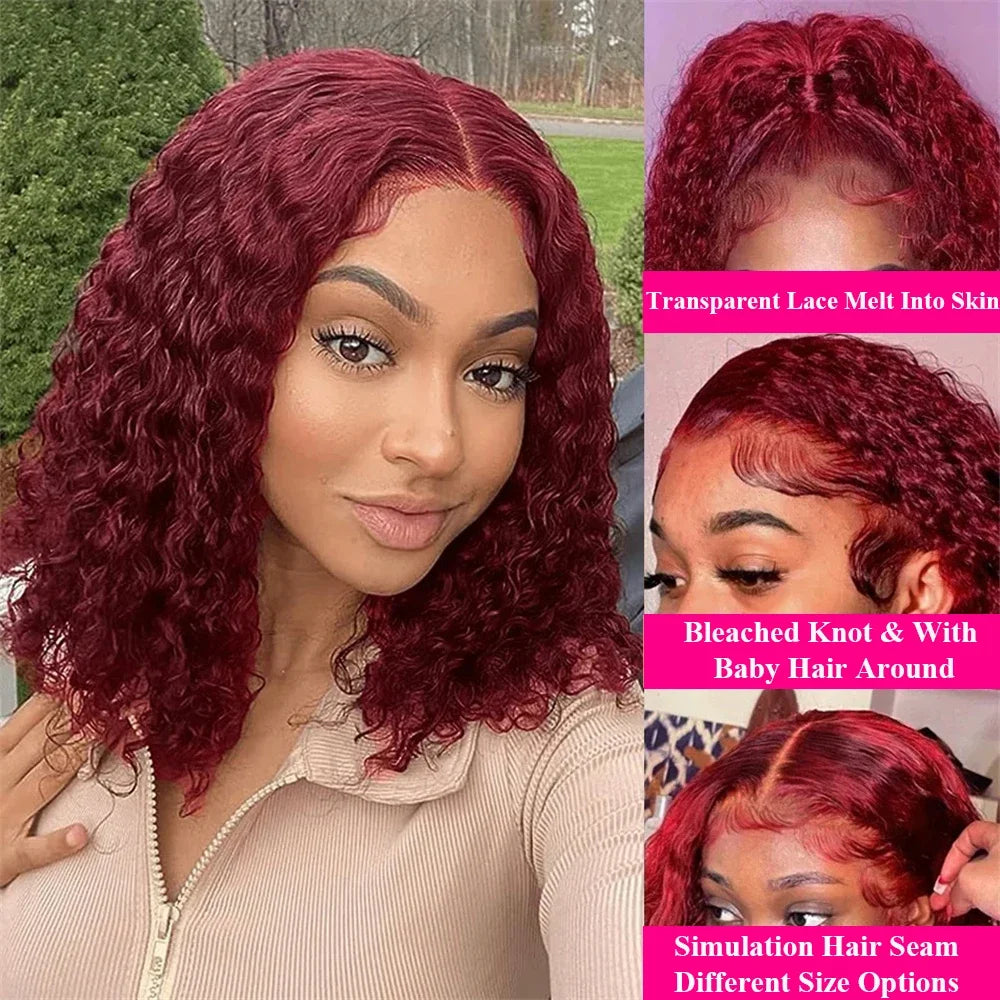 13x4 Lace Frontal Wig Short Bob Kinky Curly Wig Pre Plucked