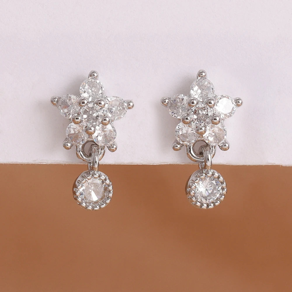 Luxury Stainless Steel Star Dangle Earrings For Women Sparkling Zircons Geometric Ear Piercing Earring Fashion Jewelry aretes