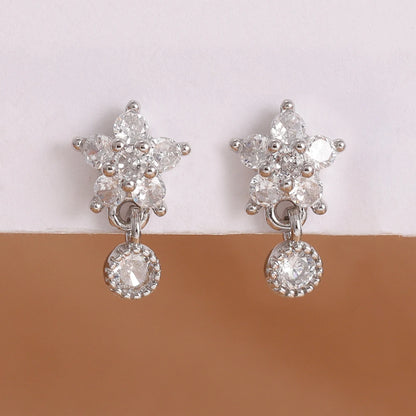 Luxury Stainless Steel Star Dangle Earrings For Women Sparkling Zircons Geometric Ear Piercing Earring Fashion Jewelry aretes