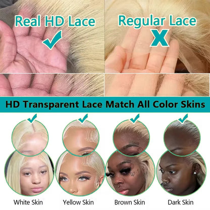 613 13x6 Lace Front Wig Human Hair Body Wave Blonde Lace