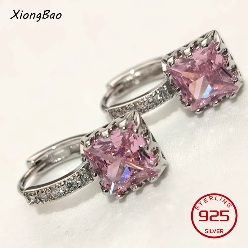 Luxury Shine Stamp 925 Sterling Silver Post Gold Plated Earrings Inlaid Boutique White Zircon Women Hook Drop Earrings Gift