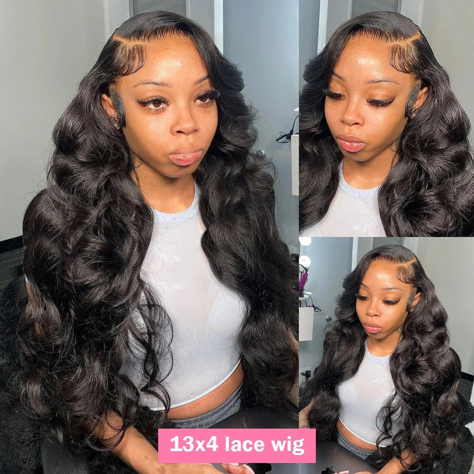 13x4 13x6 Hd Body Wave Human Hair Wigs 200 Density Transparent Pre Plucked Lace Frontal Wigs 40 44 Inch Glueless Wigs Human Hair