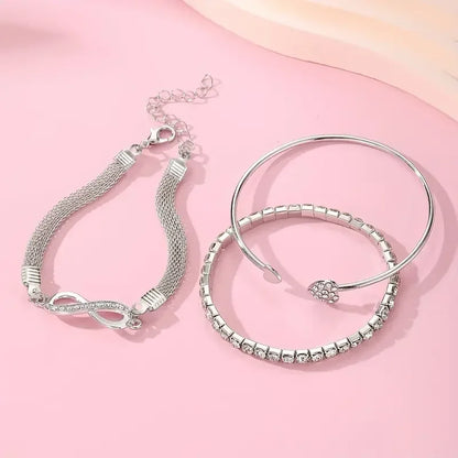 Vintage Crystal Rhinestone Heart Bracelets for Women Fashion