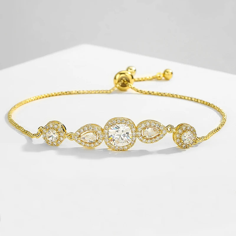 Cubic Zirconia Adjustable Open Bangle Bracelets for Women