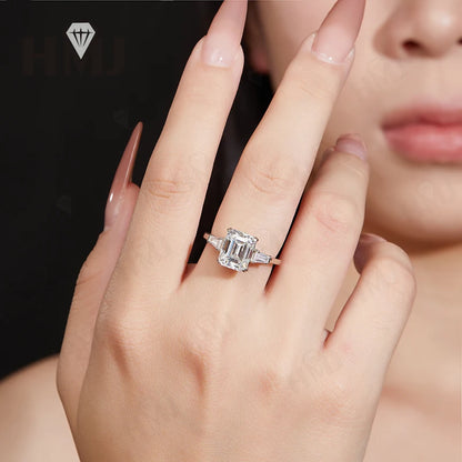 Wedding Ring Lab Grown Gemstones 925 Sterling Silver Plated with 18k Gold Proposal Band Gift Trendy Wholesale Charms Elegant