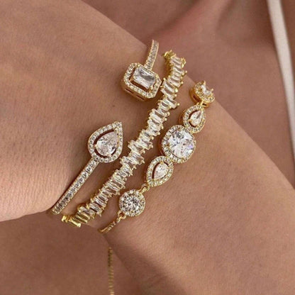 Cubic Zirconia Adjustable Open Bangle Bracelets for Women