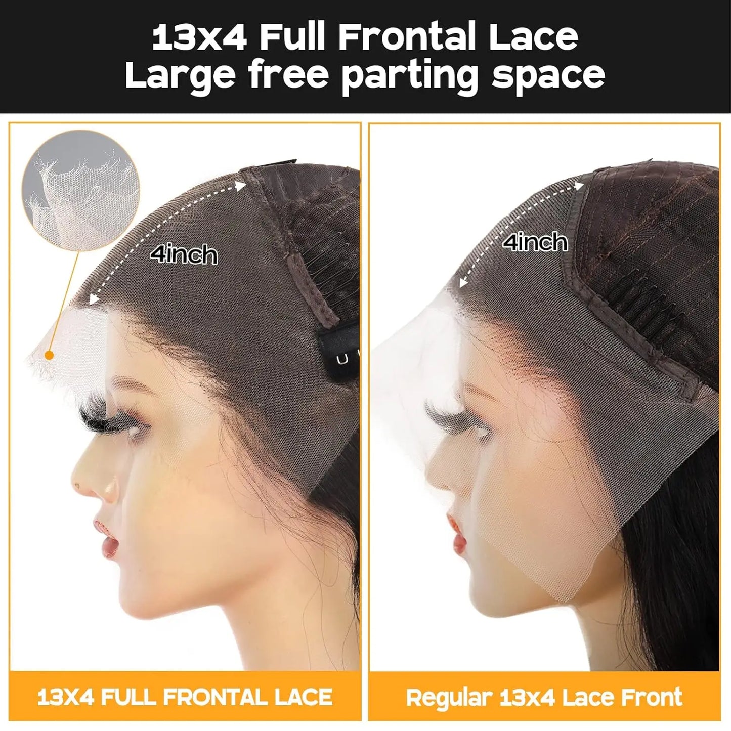 13x6/360 HD Wave Wigs Transparent Lace Frontal Wigs 300/400 Density 100% Human Hair Wigs Remy Pre Plucked For Women 16-36 Inch