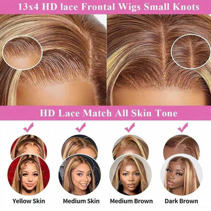 Highlight Wigs Colored Straight Lace Front Human Hair Wigs