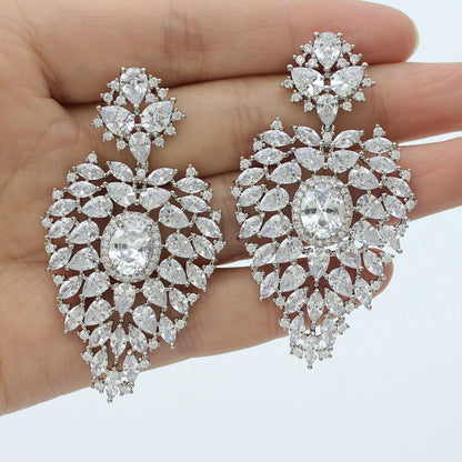 Luxury Evening Party Earrings for Women 2023 Trendy Shiny Flower Plant Dangle Earrings Purple Golden Jewelry Gift Wife
