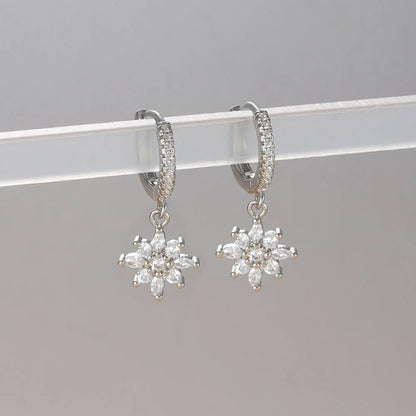 Luxury Stainless Steel Star Dangle Earrings For Women Sparkling Zircons Geometric Ear Piercing Earring Fashion Jewelry aretes