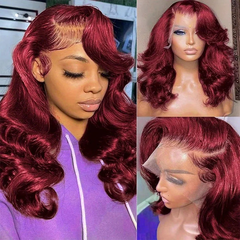 99j Burgundy Lace Front Wigs Human Hair Red Burgundy Wig 220%