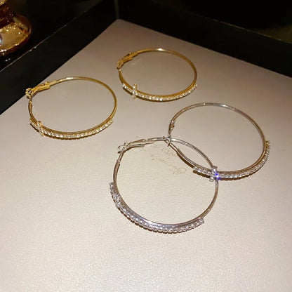 Shiny Big Circel Cross Hoop Earrings for Women Exquisite