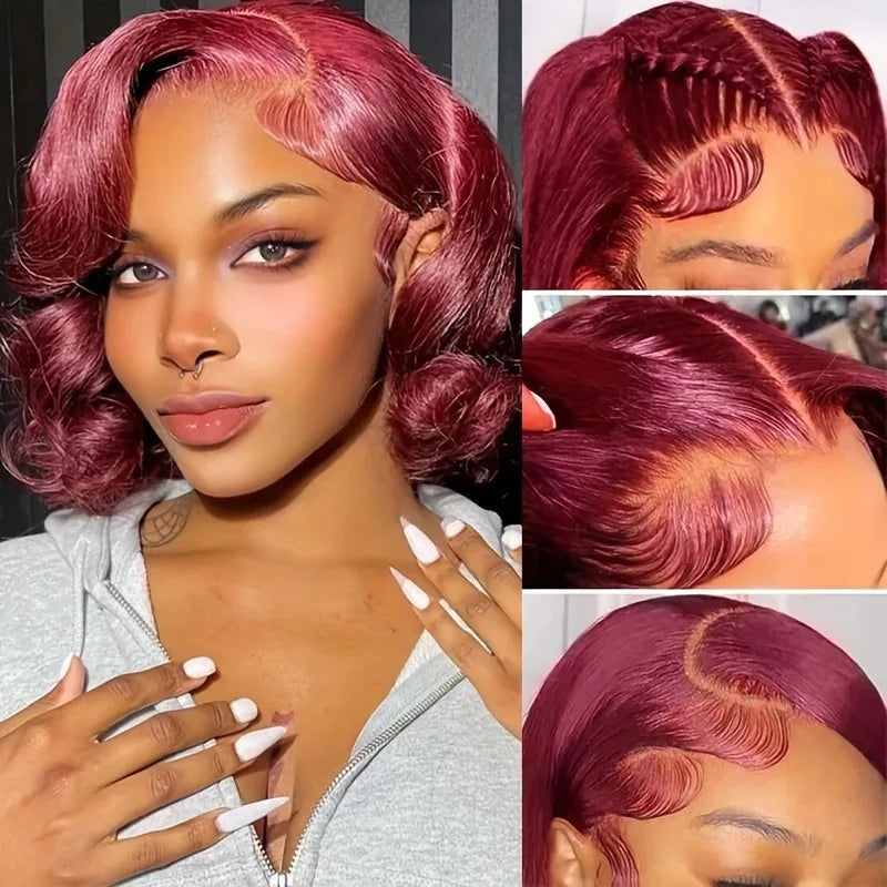 99j Burgundy Lace Front Wigs Human Hair Red Burgundy Wig 220%