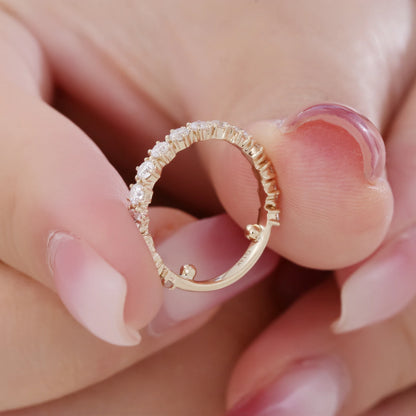 Provence 10K/14K yellow gold wedding ring round cut lab diamond 2/3 eternity band stacking engagement rings custom jewelry gift