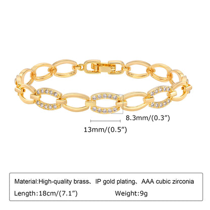 Paperclip Chain Bracelet 14K Gold Plated Cubic Zirconia Watch
