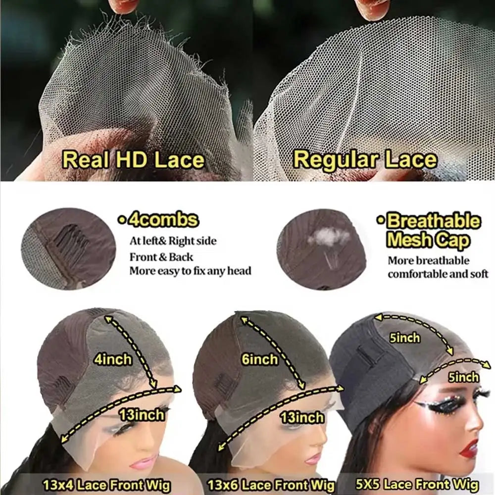 Highlight Wigs Colored Straight Lace Front Human Hair Wigs